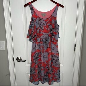Belle Sky midi sleeveless dress floral red purple small